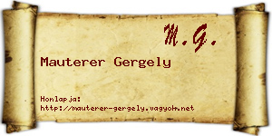 Mauterer Gergely névjegykártya